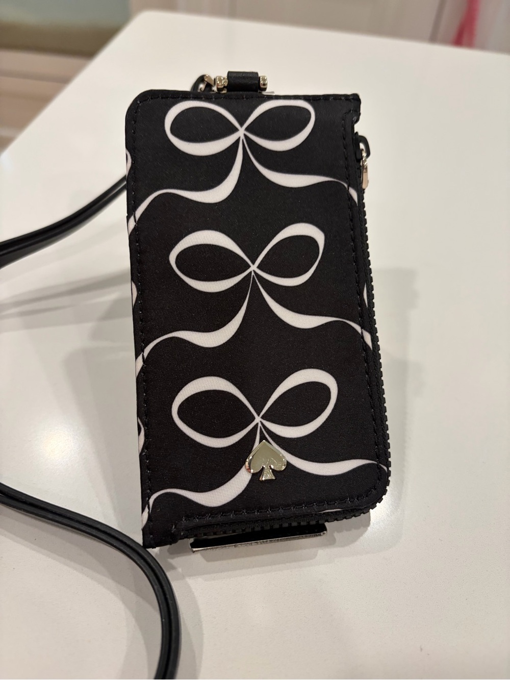 NWT kate spade Black and White Bow Print Phone Crossbody